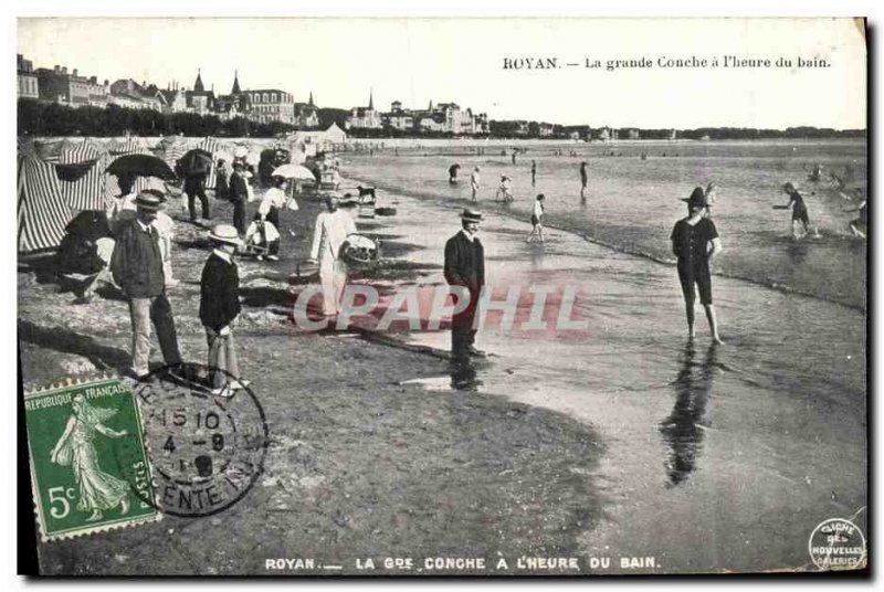 Old Postcard Royan Great Conche in the bath time