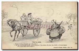 Old Postcard Pig Pig On the road Folklore