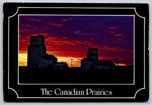 Greetings From Yorkton Saskatchewan, Sunset Silhouettes Grain Elevators, PU 1991