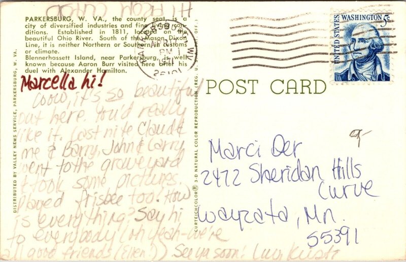 Large Letter Greetings from Parkersburg West Virginia Postcard