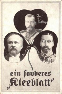 Royalty Czar Nicholas Russia George V & Poincare c1910 German Postcard