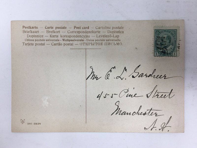 1908 A Note From Frelighsburg Quebec Canada Postcard Mini Letter Glitter