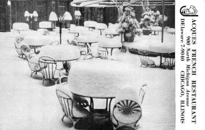 CHICAGO, IL  Illinois   JACQUES FRENCH RESTAURANT Snowy Patio   c1950's Postcard