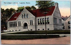 The Lithgow Library Augusta Maine ME Building and Grounds Landscapes Postcard