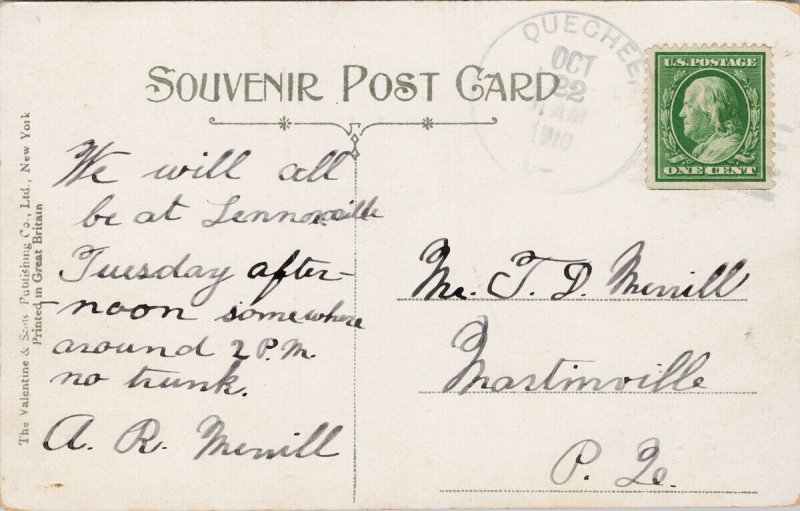 Lisbon NH Main Street c1910 Quechee VT Cancel Postcard G86