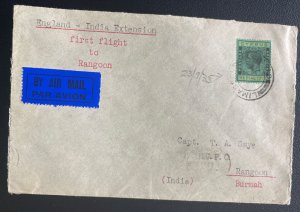 1933 Limassol Cyprus First Flight Airmail Cover FFC To Rangoon Burma