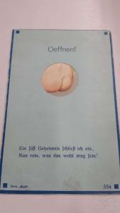 Baby Bottom German  Peach Cute Novelty Folder Antique Postcard K31010