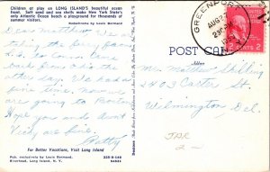 Long Island Ocean Front New York Atlantic Ocean Postcard PM Greenport NY Cancel