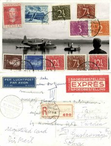 dutch new guinea, MERAUKE, Seaplane JZ-POC 1957 RPPC Registered Express Air Mail