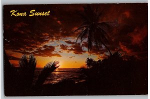 Spectacular Sunsets Seen From Beaches of Kona Hawaii Postcard Posted 1970