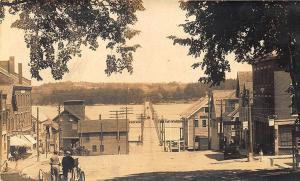 Wiscasset ME Main Street Store Fronts Horse & Wagons RPPC Postcard