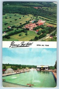 c1950's Young's Gap Hotel & Restaurant Multiview Parksville New York NY Postcard