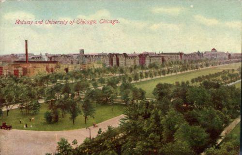 Midway and University of Chicago antique building city po...