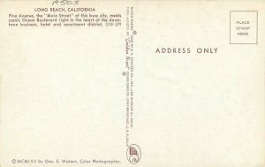 California Long Beach Pine Avenue Main 1950s Crocker Postcard autos 22-2254