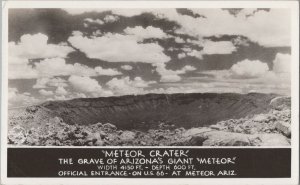 RPPC Postcard Meteor Crater US 66 Meteor Arizona AZ