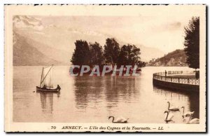 Annecy Old Postcard L & # 39ile swans and the Spinner