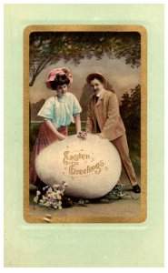 Easter ,LCouple with Large Egg