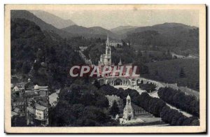 Old Postcard Lourdes Basilica and saw the Monument to the Dead of the Chateau...