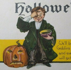 Halloween Postcard Nash Series 38 Wizard Warlock Goblins Ghosts Poem Unused