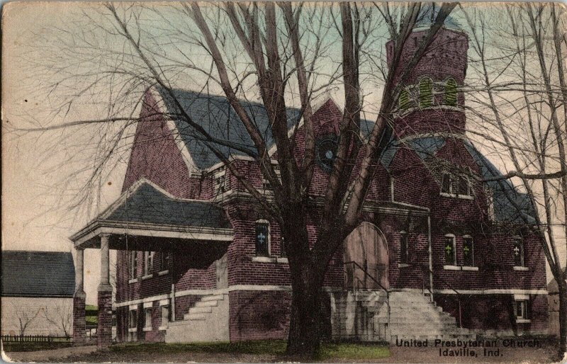 United Presbyterian Church Idaville IN Vintage Postcard V35