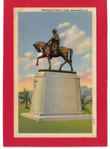 Camp Beauregard Statue Louisiana Linen Postcard