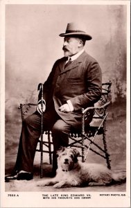 RPPC King Edward VII with Favorite Dog Caesar Vintage Postcard Z15
