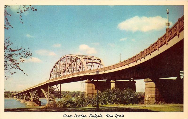 Buffalo New York-Fort Erie Ontario~Peace Bridge Spanning Niagara River~1953 Pc