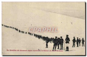 Old Postcard Militaria Alpine hunters A Mountain Infantry Battalion crossing ...