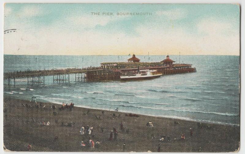 Dorset; The Pier, Bournemouth PPC 1909 PMK, To Mr Lovey, Bristol 