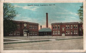 VINTAGE POSTCARD FRANKLIN SCHOOL LOGANSPORT INDIANA POSTED 1923 WITH RARE 2 X 1C