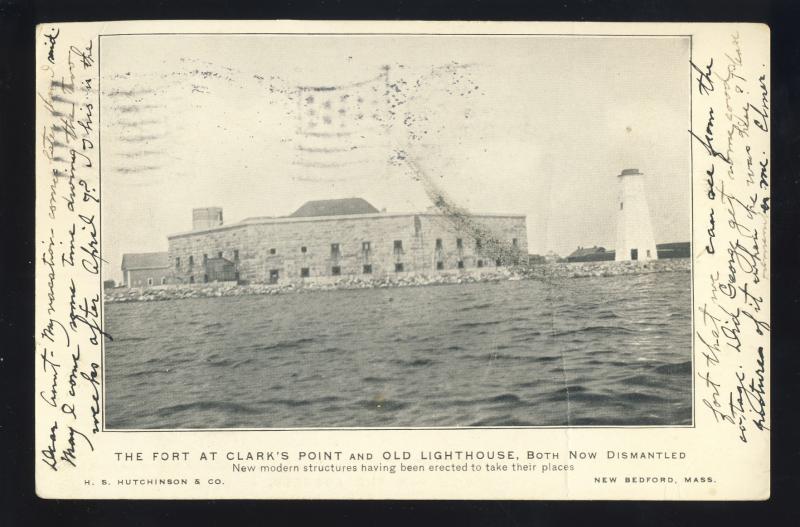 New Bedford, Massachusetts/MA/Mass Postcard, Clark's Point Fort, Lighthouse