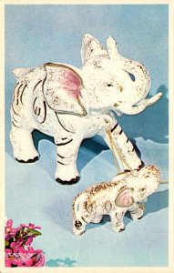 Porcelaine Elephants Greetings From Geisslers Motel and Restaurant Waynesboro...