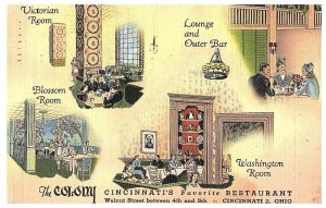 The Colony Cincinnati's Favorite Restaurant Multi-View Postcard 1950