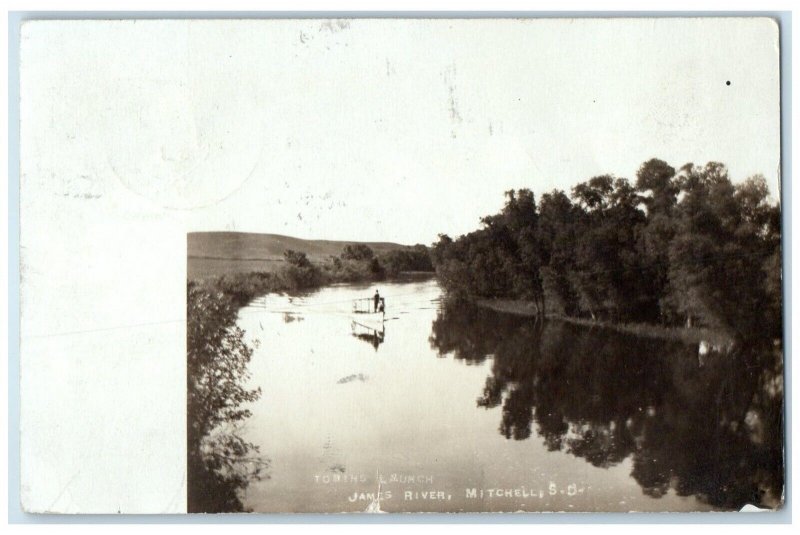 1908 James River Boat Mitchell South Dakota SD RPPC Photo Antique Postcard