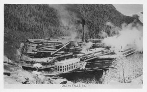 Ocean Falls BC Canada Paper Mill Factory Birds Eye View Real Photo PC AA67769