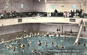 C.1910 The Plunge in Bath House, Long Beach, California Postcard P122