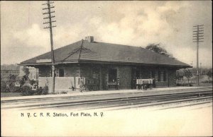 Fort Plain New York NY NYC Railroad Train Station Depot c1910 Vintage Postcard