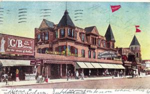 Surf Avenue Albemarle Hotel, Signs, Coney Island Street Scene Postcard  1908 D16
