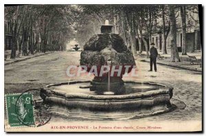 Old Postcard Aix en Provence La Fontaine hot water Cours Mirabeau