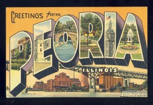 Peoria, Illinois/IL Postcard, Greetings From Peoria Multi-View, Factory/PO/Lake