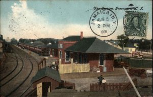 Greenport Long Island New York NY RR Train Station Depot c1910 Postcard