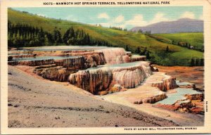 Mammoth Hot Springs Terraces Yellowstone National Park Linen Postcard UNP VTG 