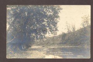 RPPC WILLIAMSPORT INDIANA VIEW ON PINE CREEK 1915 CR CHILDS REAL PHOTO POSTCARD