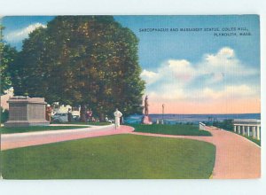 Linen MONUMENT SCENE Plymouth - Near Brockton Massachusetts MA AE7666