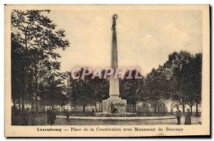 Old Postcard Luxembourg Place De La Constitution With Monument Of Remembrance