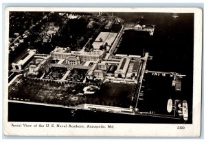 c1940's Aerial View US Naval Academy Annapolis Maryland MD RPPC Photo Postcard
