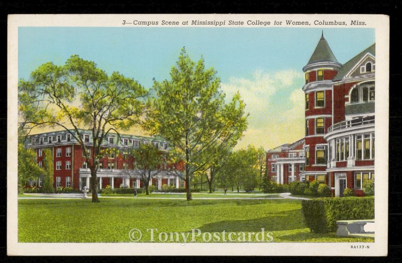 Campus Scene at Mississippi State College for Women, Columbus