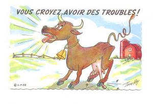 Cow, Farm, Vous Croyez Avoir Des Troubles, French Cartoon, Canada, Humour