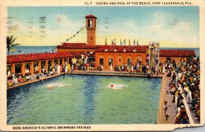 Florida Fort Lauderdale Casino and Pool At The Beach 1949 Curteich