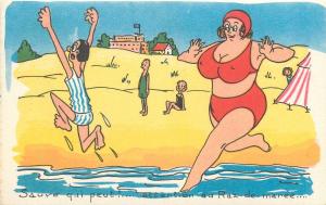 XAV artist signed postcards set misoginism humour comic beach bathers fat women